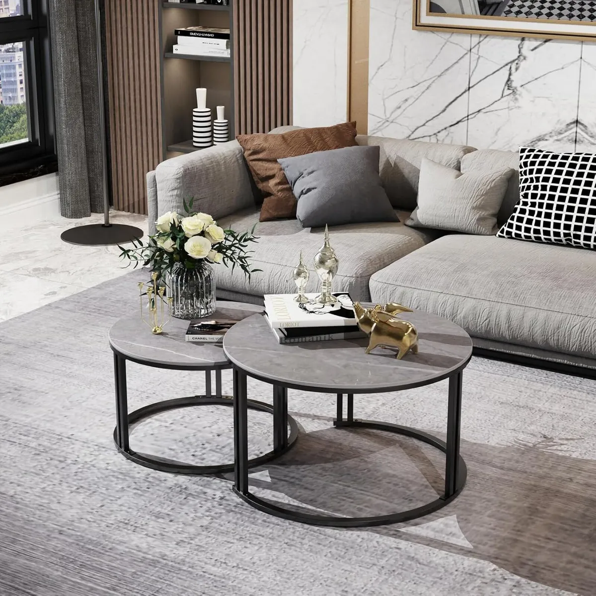 Nesting Coffee Table Sintered Stone Marble Top - Image 3