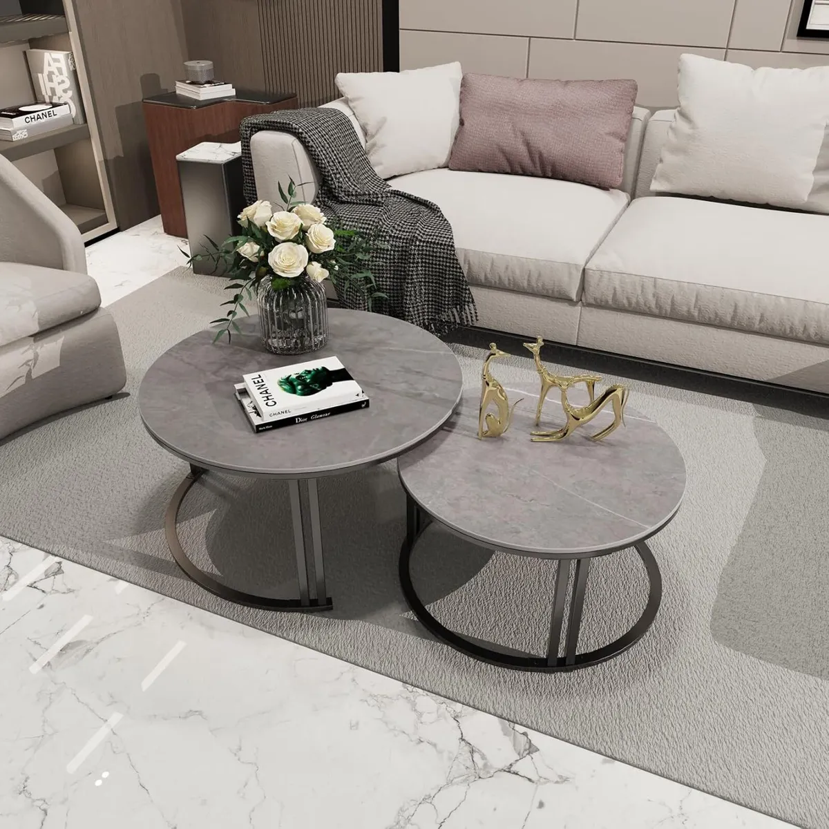 Nesting Coffee Table Sintered Stone Marble Top - Image 4