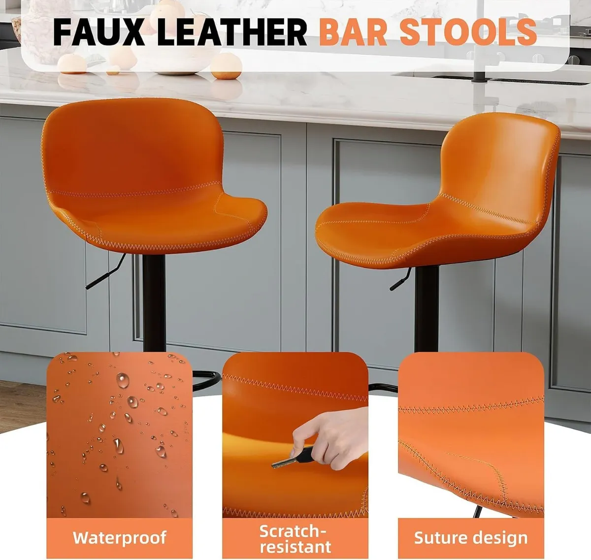 Bar Stools PU Leather Counter Height Barstools - Image 4