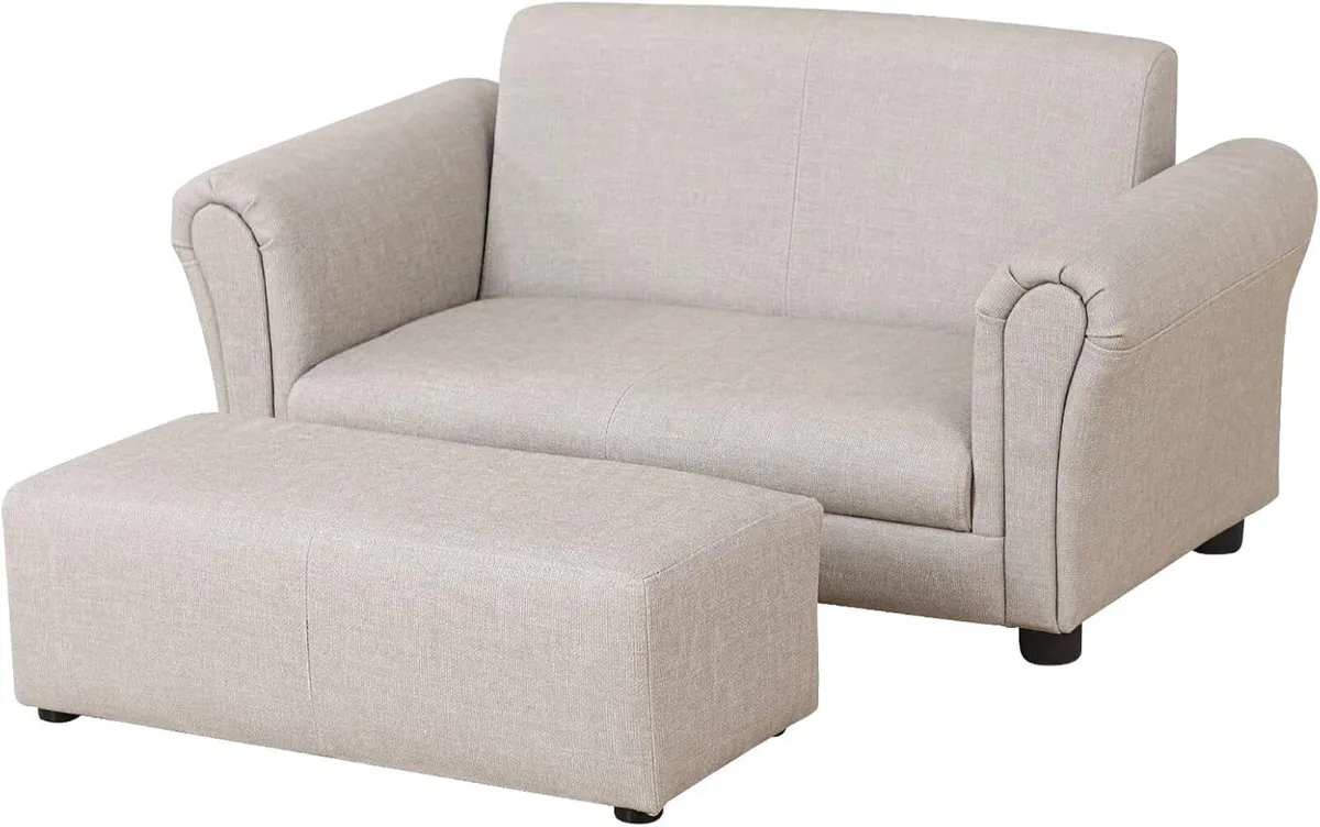 Kids Sofa Couch with Ottoman Pvc Leather Toddler - Image 1