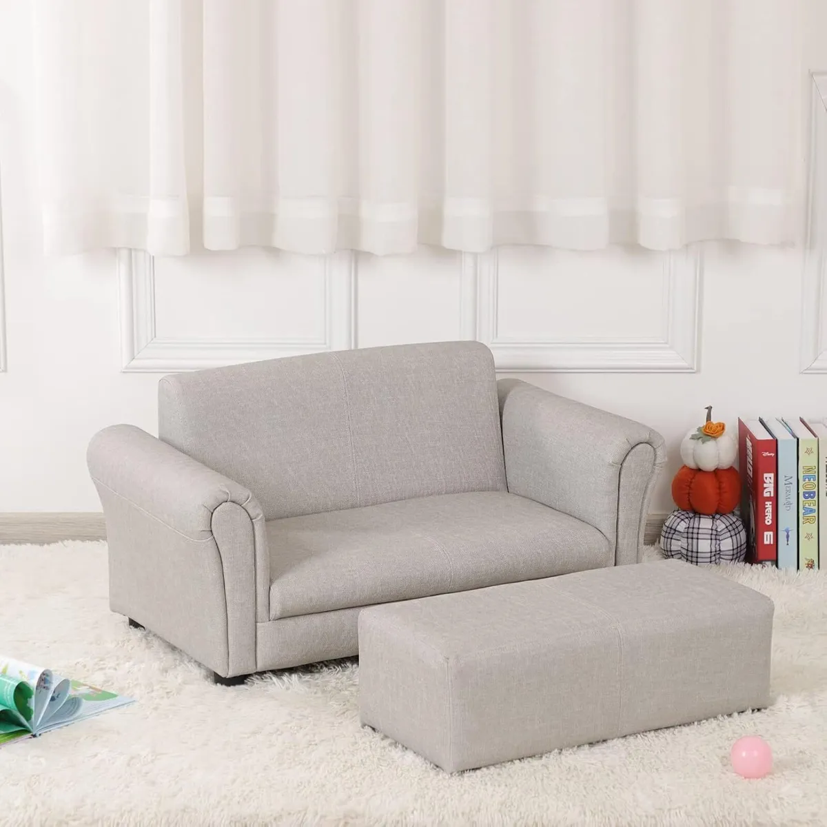 Kids Sofa Couch with Ottoman Pvc Leather Toddler - Image 2