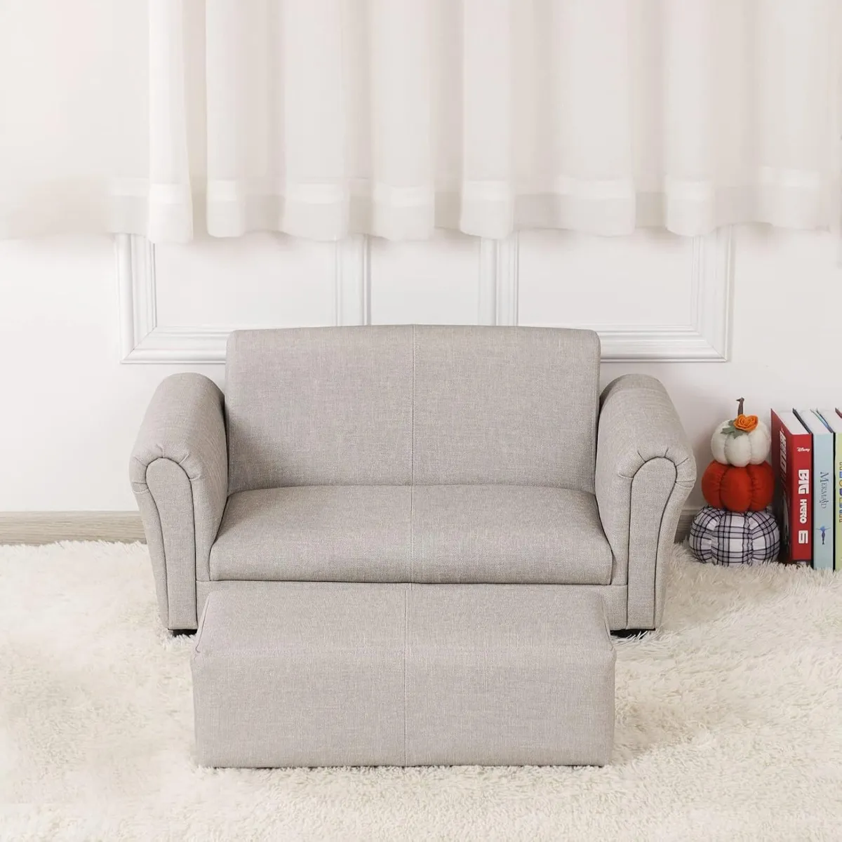 Kids Sofa Couch with Ottoman Pvc Leather Toddler - Image 4