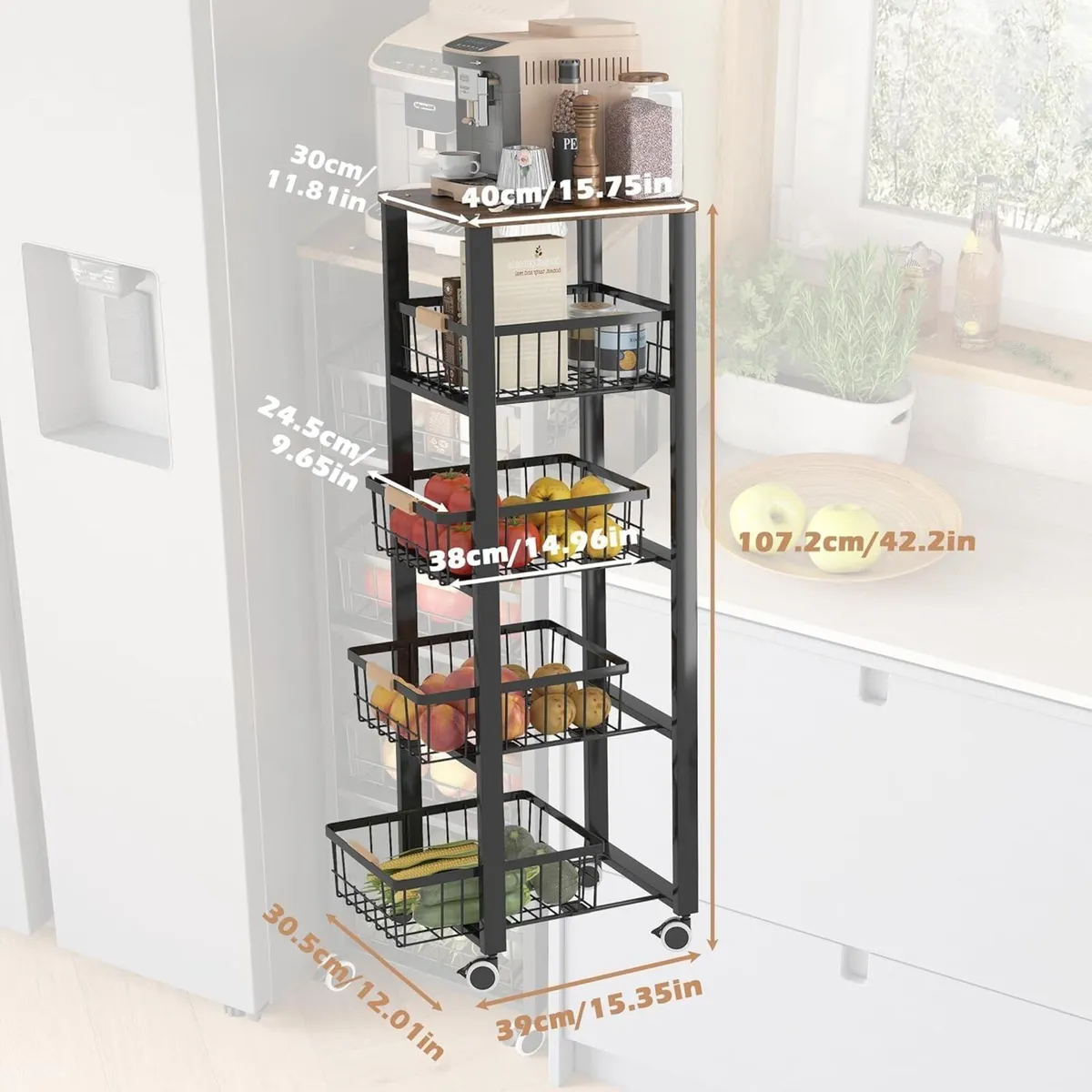 5-Tier Kitchen Storage Trolley - Image 2