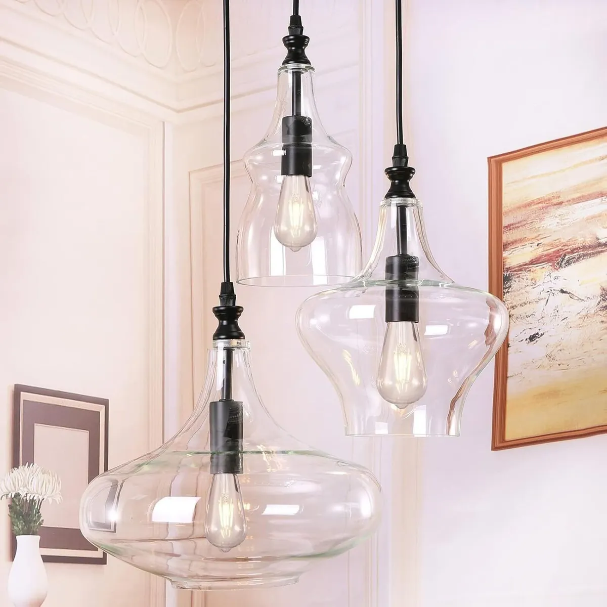 Glass Pendant Chandelier for Dining Room Hanging - Image 1