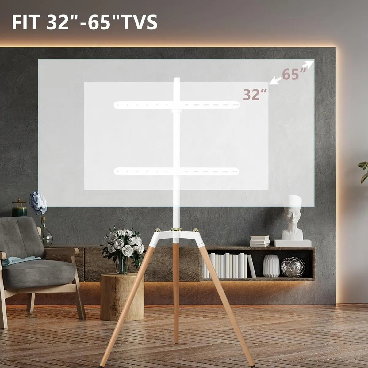 Easel TV Stand Tripod for 32-65" Swivel 40KG - Image 2