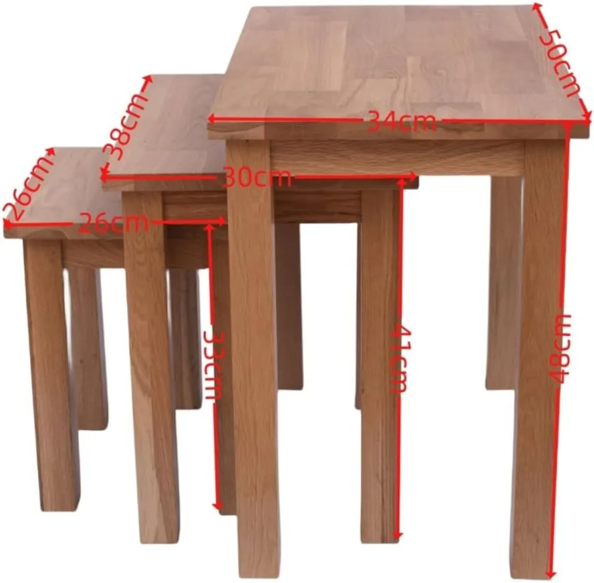 Natural Solid Oak Nesting Nest of Tables 3 - Image 2