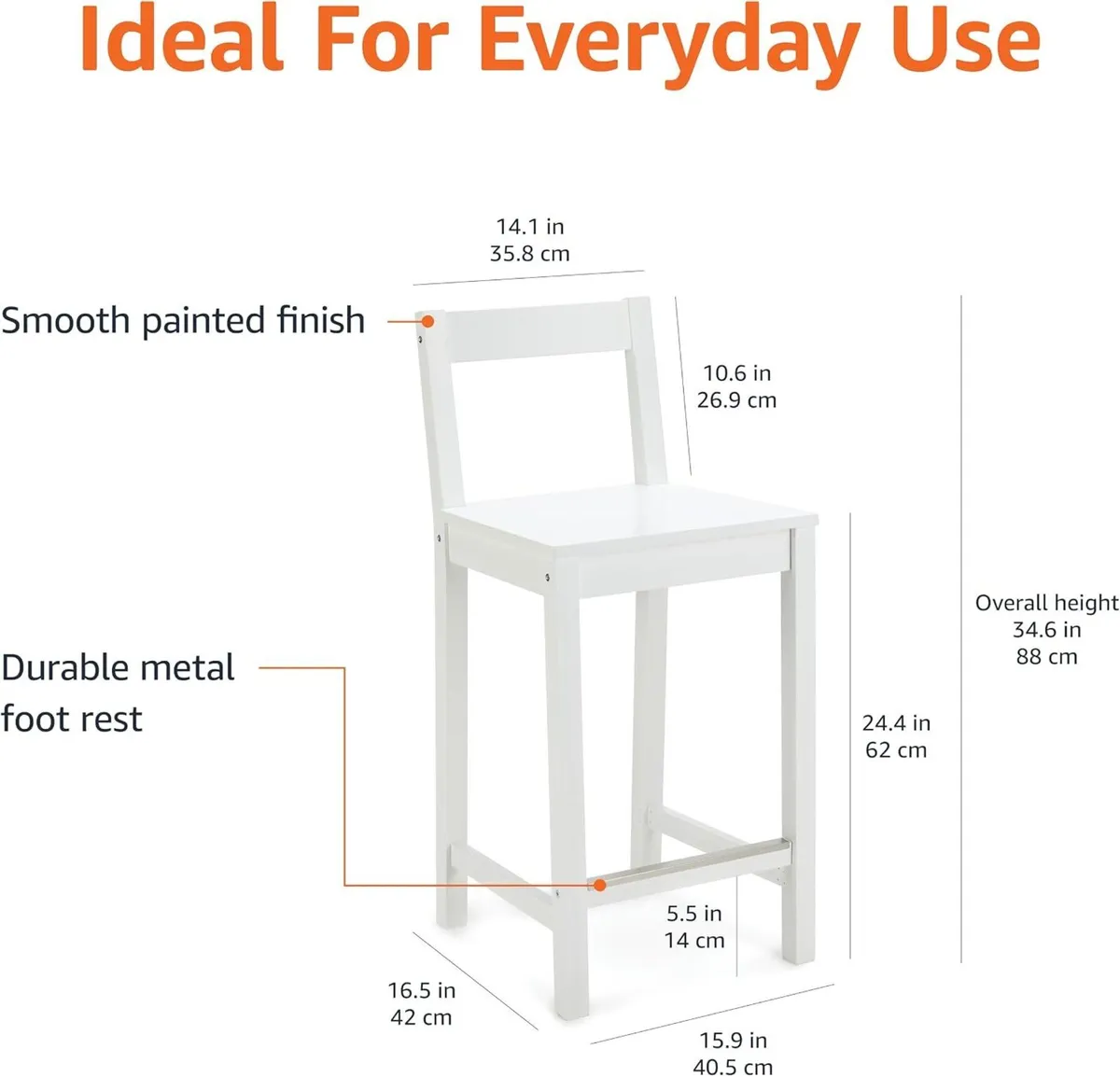 Wood Kitchen Counter Stool with Backrest Bar - Image 2
