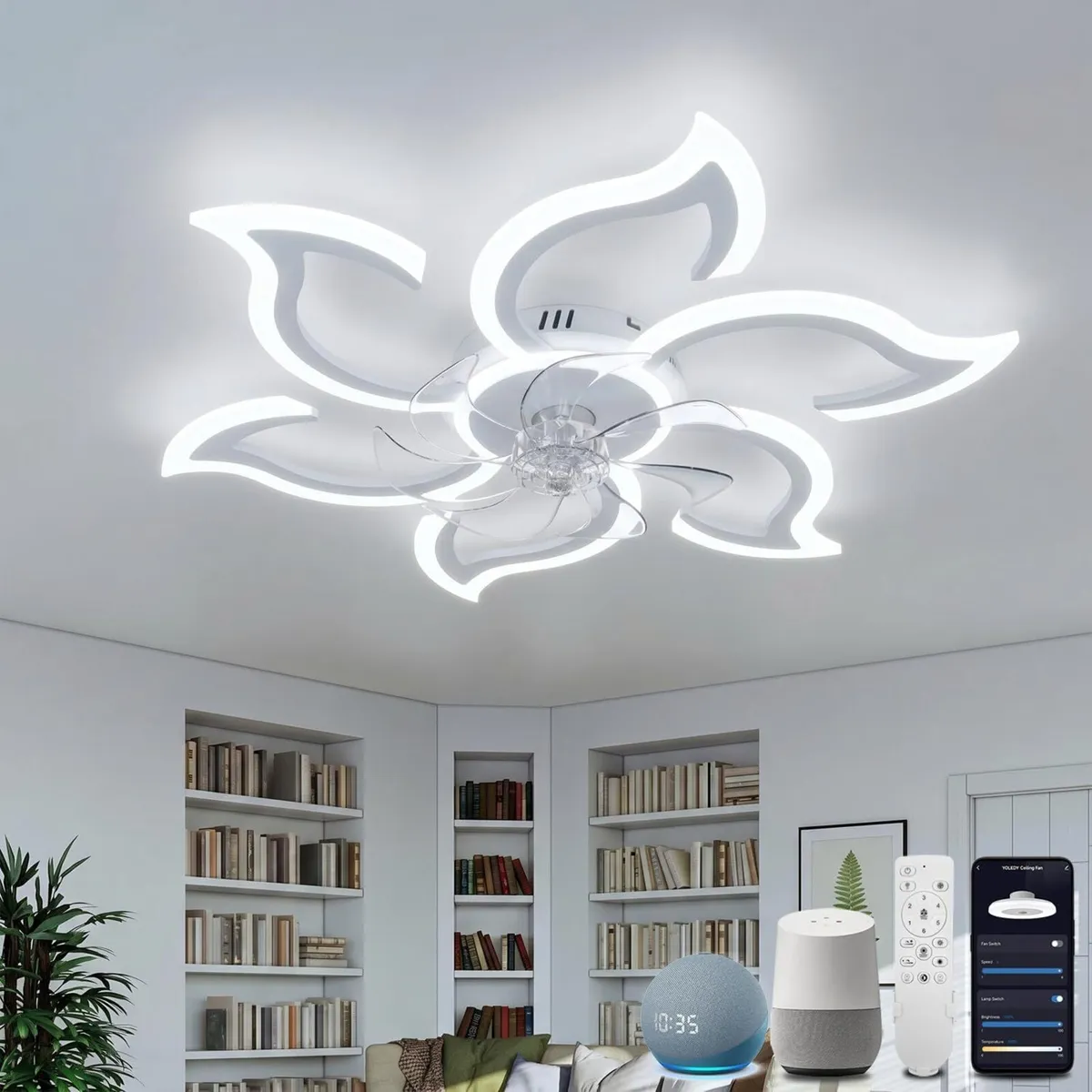 Ceiling Light with Fan and Remote App 88CM - Image 1