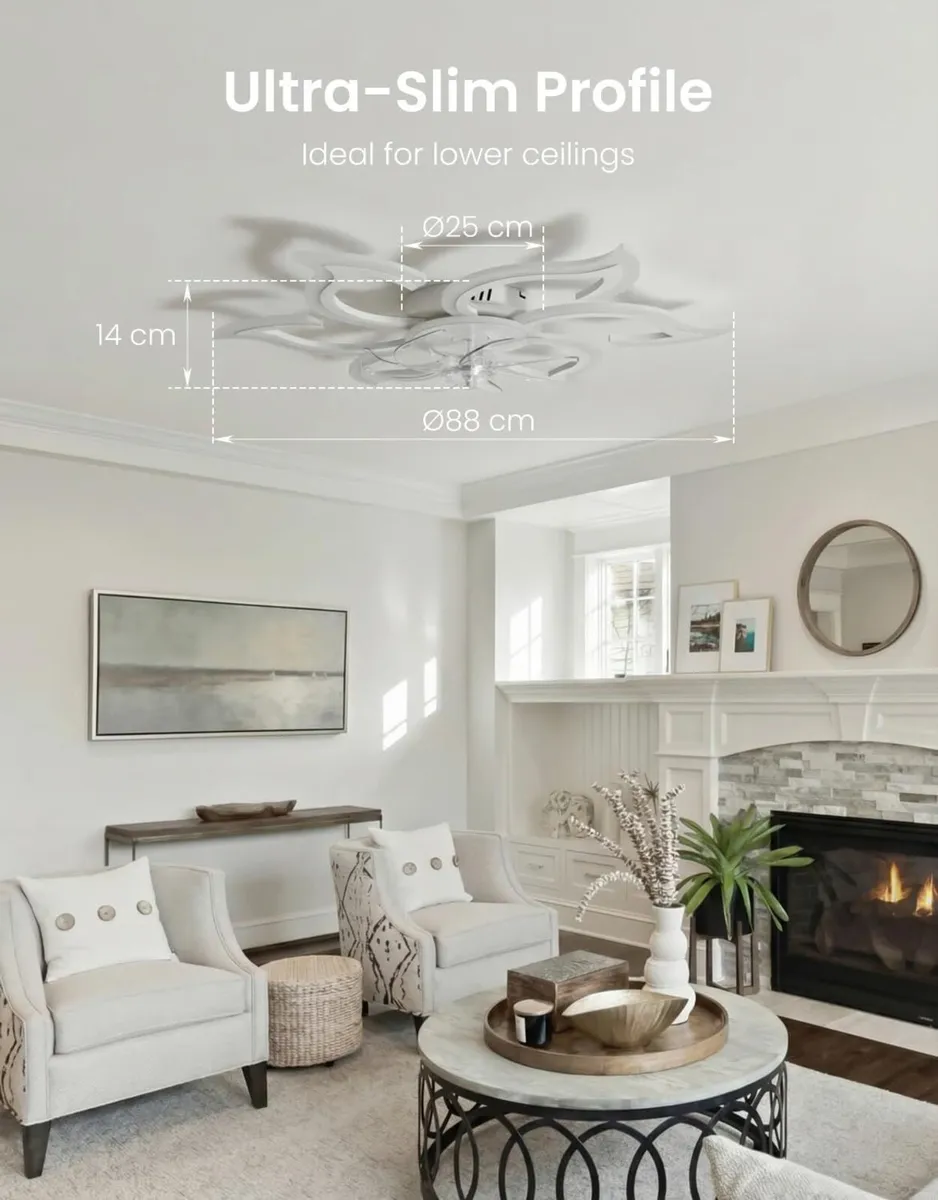 Ceiling Light with Fan and Remote App 88CM - Image 3