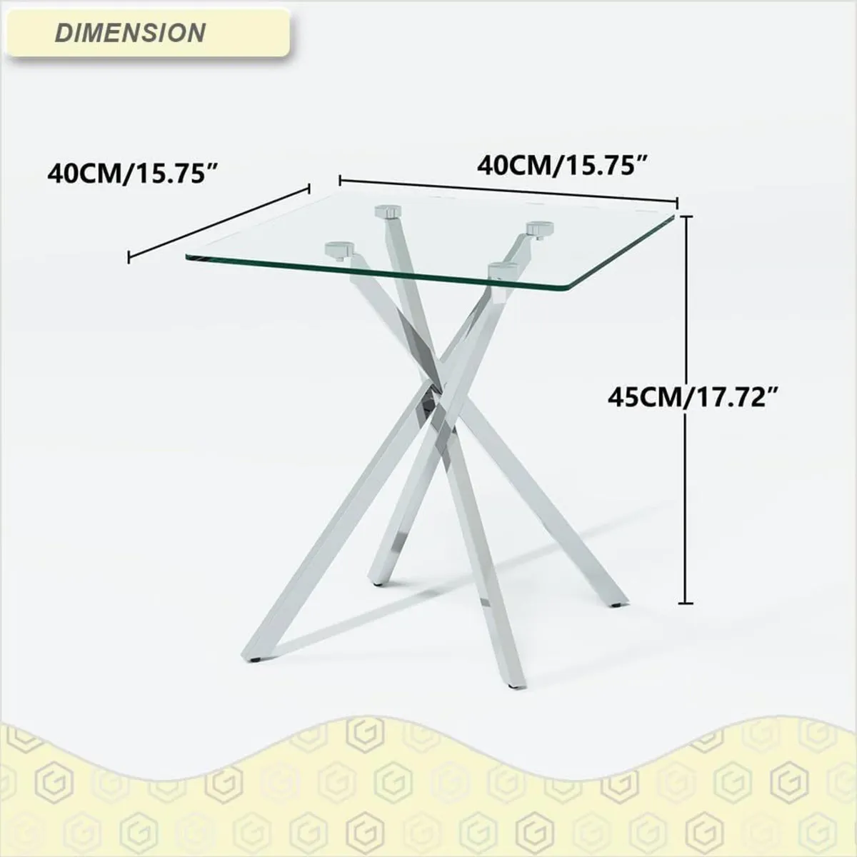 Small Glass End Table with Chrome Legs - Image 2