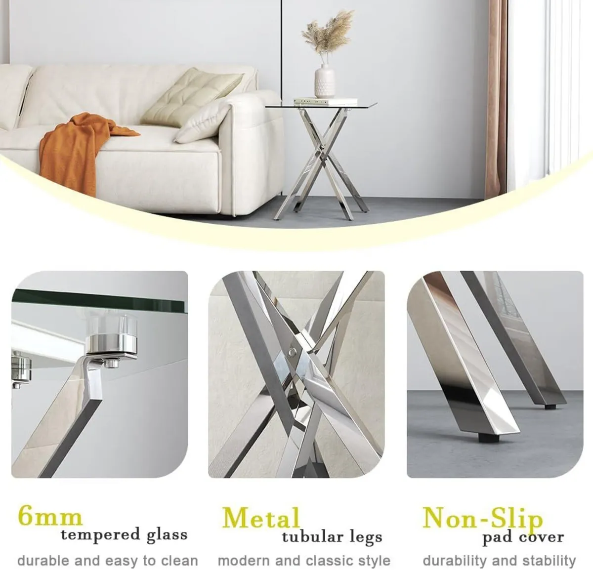 Small Glass End Table with Chrome Legs - Image 4