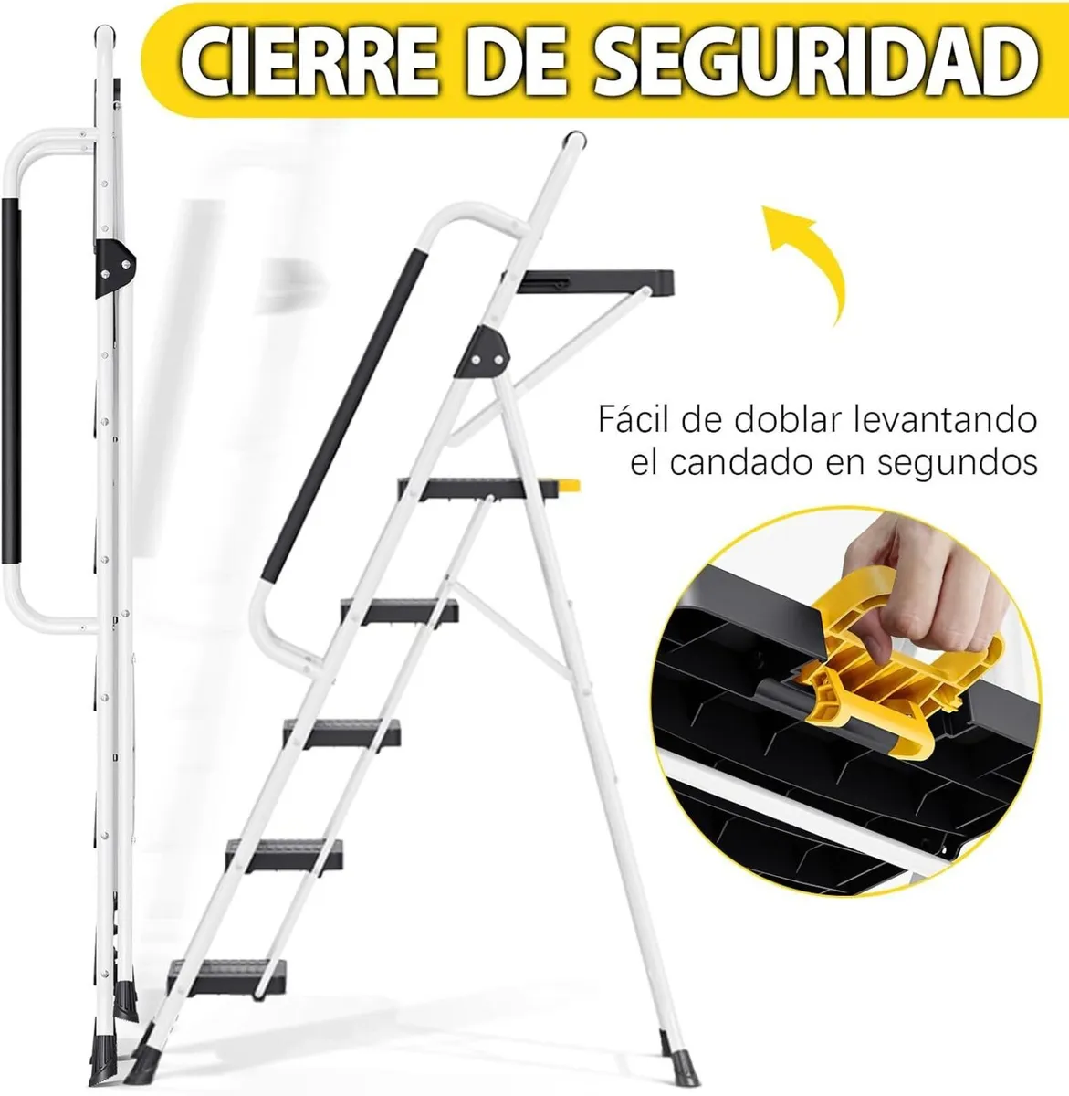 Folding 5-Step Ladder Capacity Step Stool - Image 4