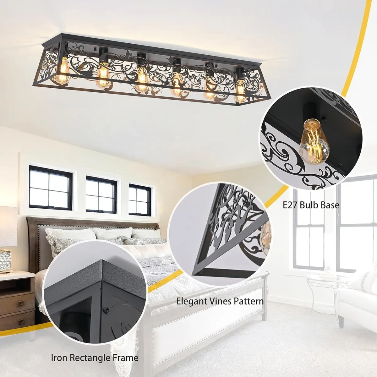 Modern Crystal Ceiling Light 6 Chandelier Lights - Image 4