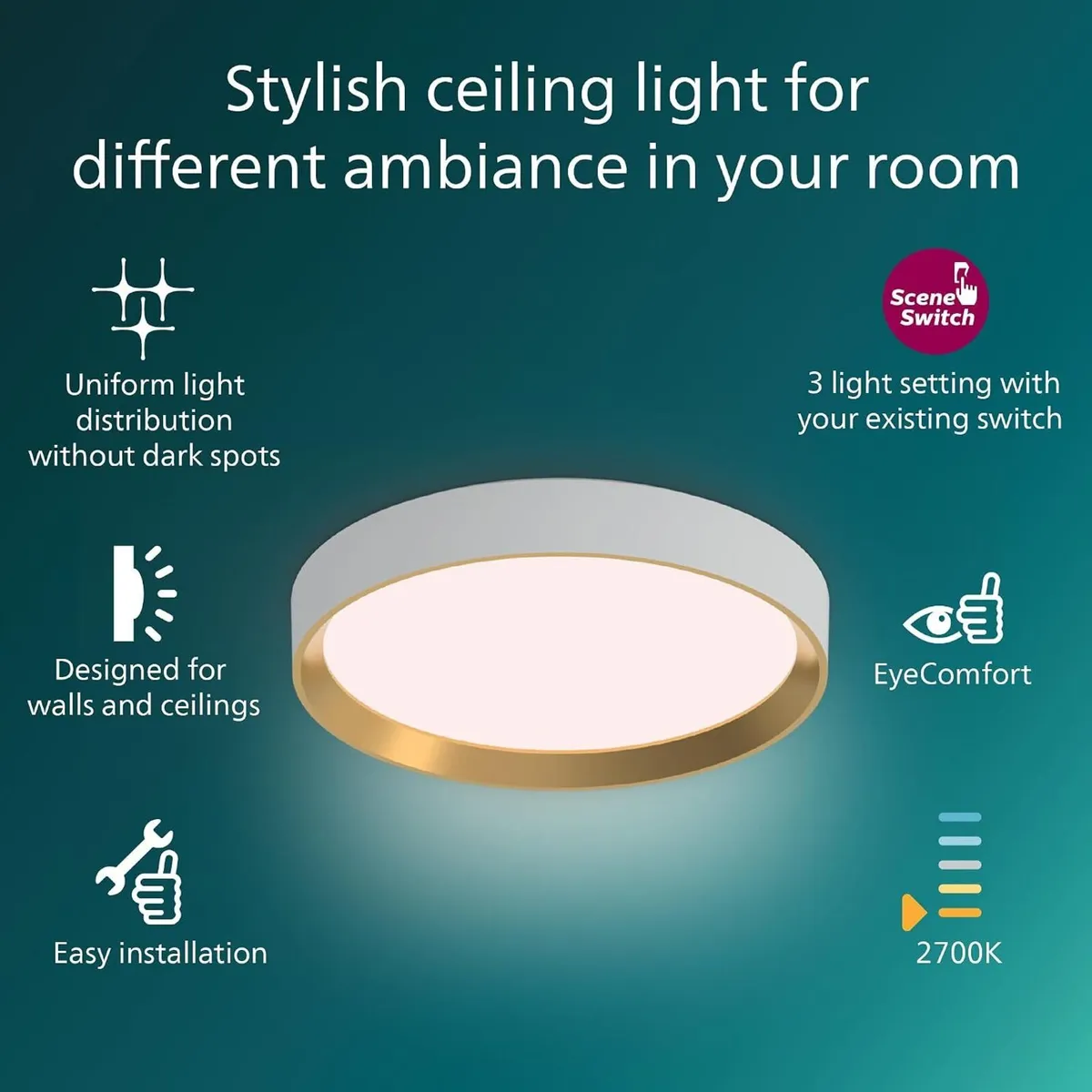 Hanno Ceiling Sceneswitch Round 24W 2700lm 2700K - Image 2