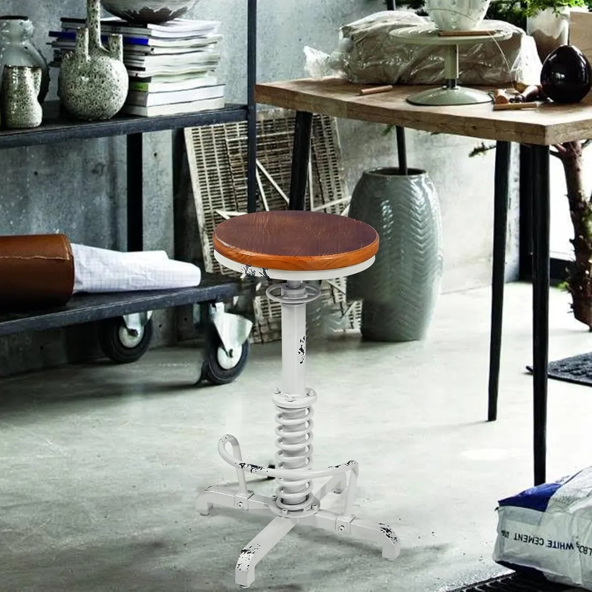 Vintage Industrial Bar Stool 24-28 Inch Height - Image 4