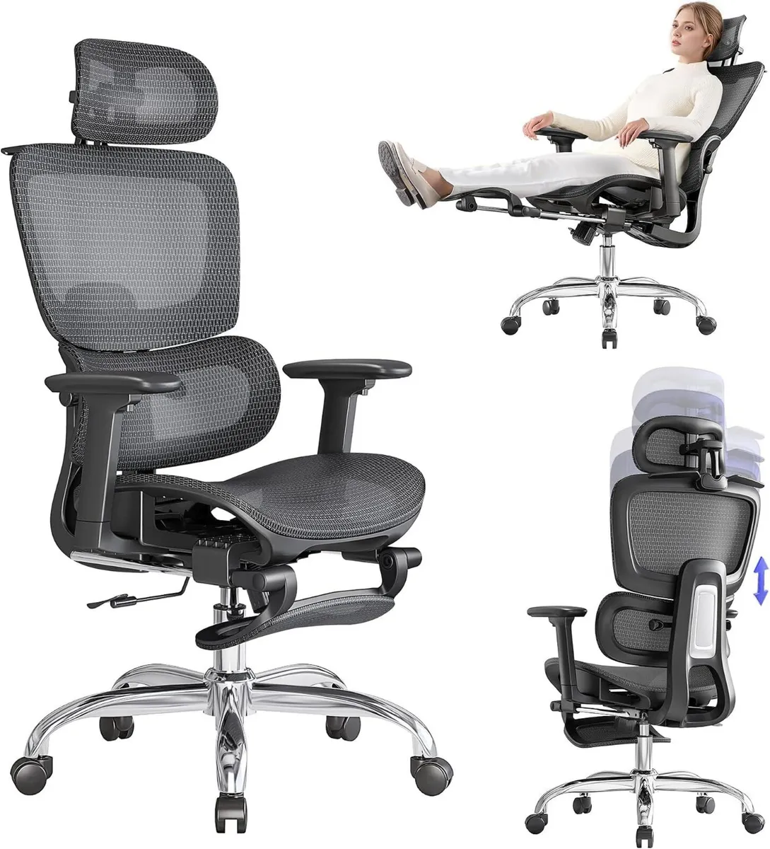 Ergonomic Mesh Office Chair with Footrest L10 Lite - Image 1