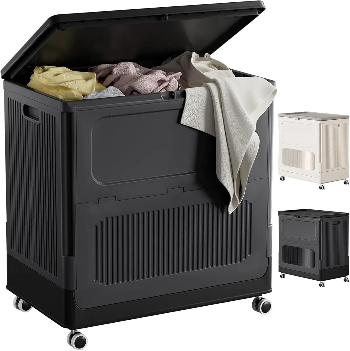 Plastic Laundry Basket with Lid 50L Washing - Image 1