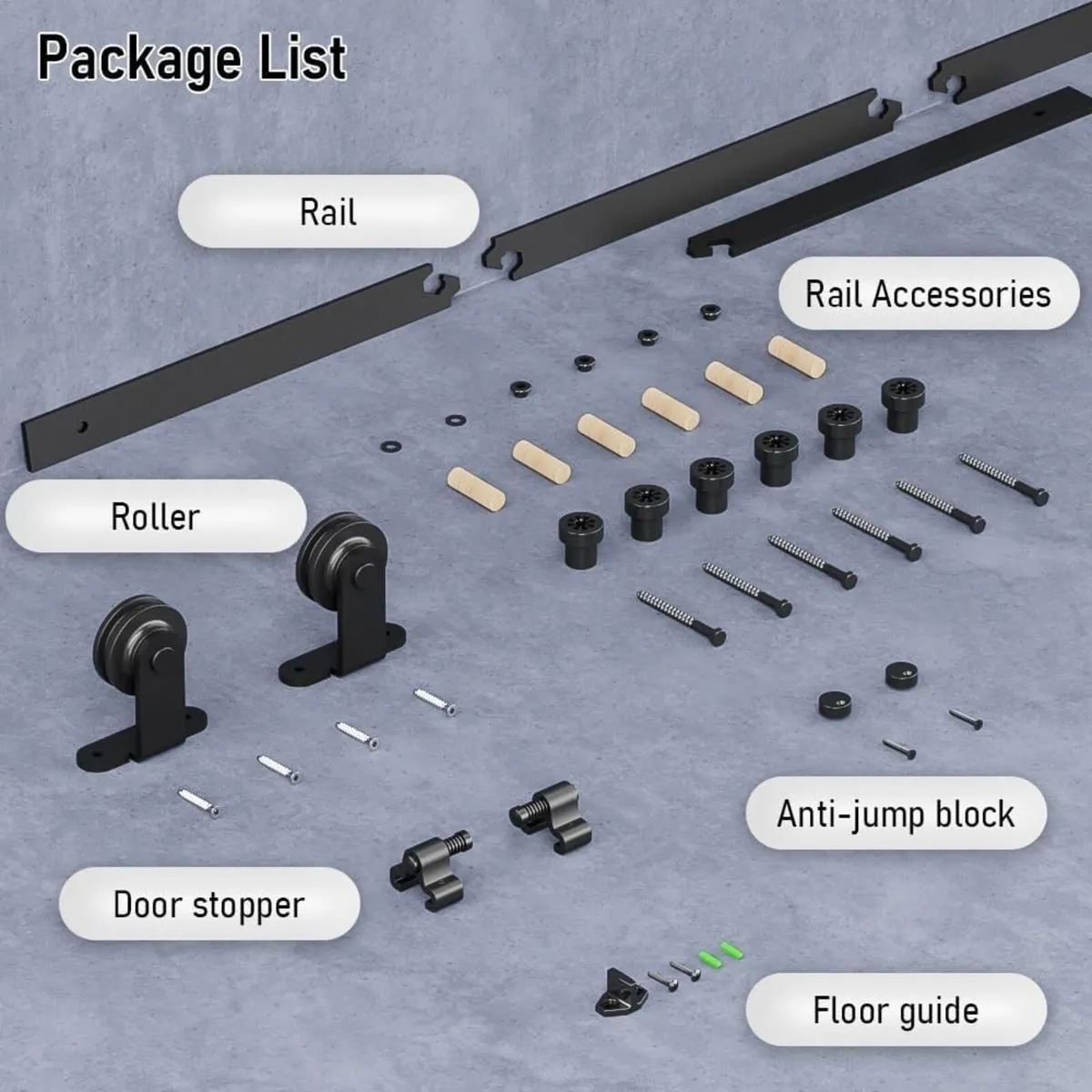 Sliding Barn Door Track Kit 5.5FT Single Door - Image 4