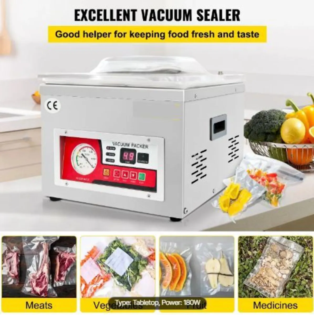 Chamber Vacuum Sealer, 260W Sealing Power, - Image 1