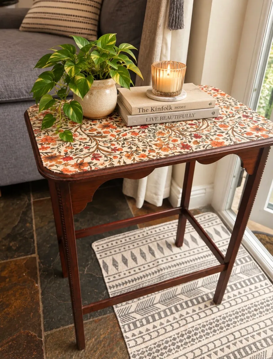 Unique vintage floral side table - Image 1