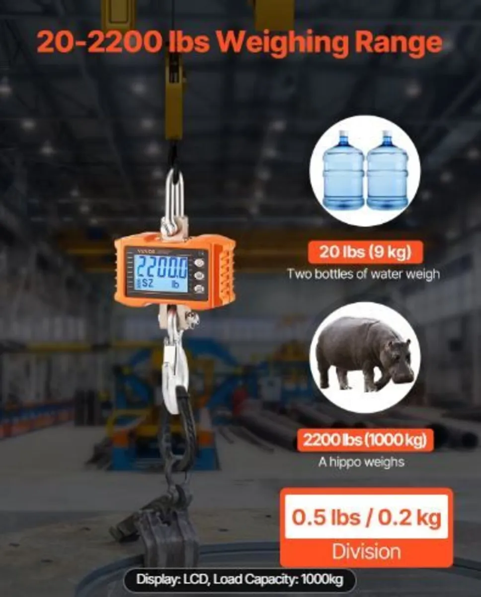 Digital Crane Scale, 2200 lbs/1000 kg - Image 2