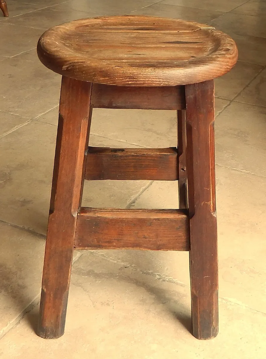 Vintage Traditional Oak Stool - Image 2