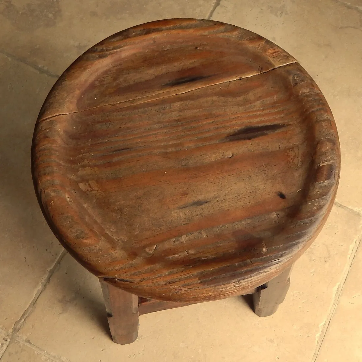 Vintage Traditional Oak Stool - Image 4