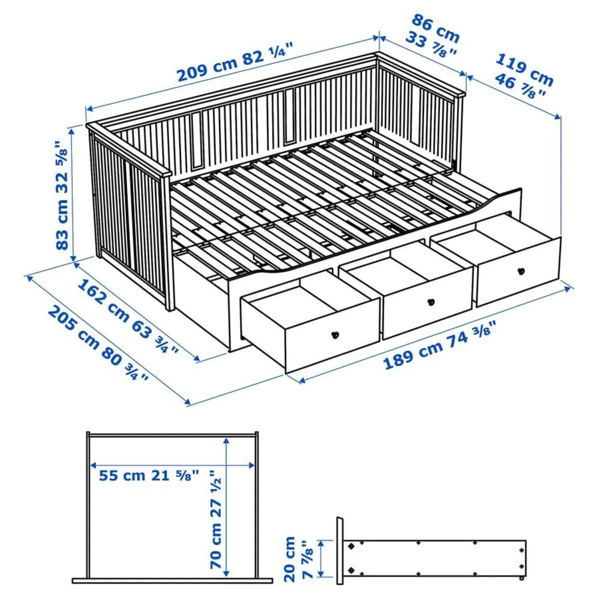 IKEA HEMNES Daybed White + 2 Mattresses (Can Deliv - Image 3