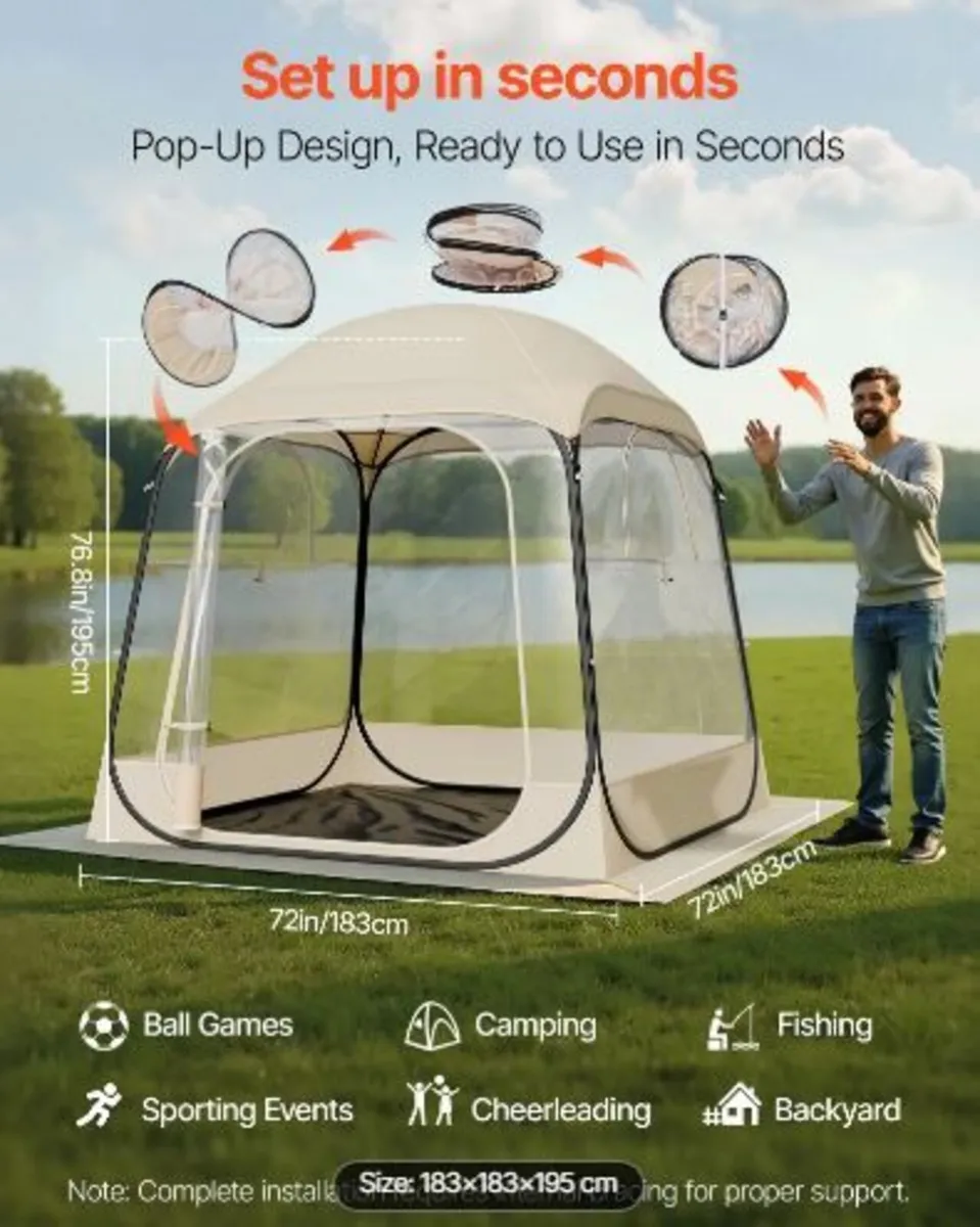 Pop up Sports Tent, 1.83x1.83 m - Image 1