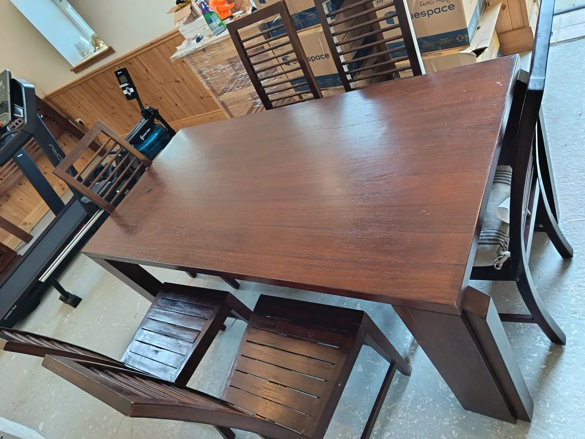 Solid Teak Dining Set – Table & 6 Chairs - Image 1