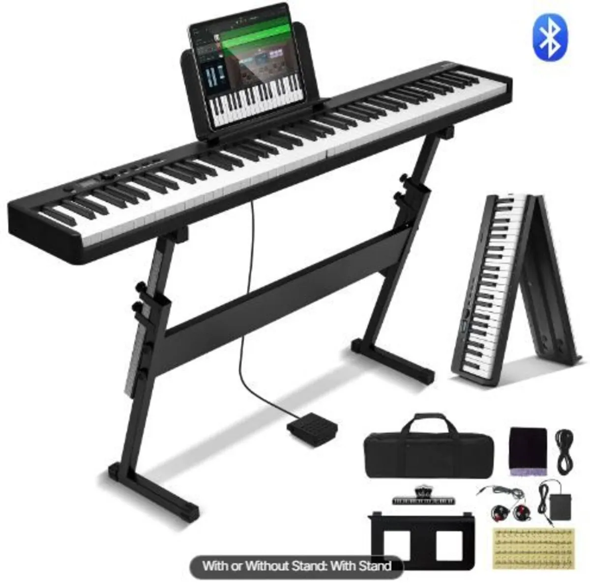 88 Key Folding Keyboard Piano, Bluetooth & MIDI - Image 1