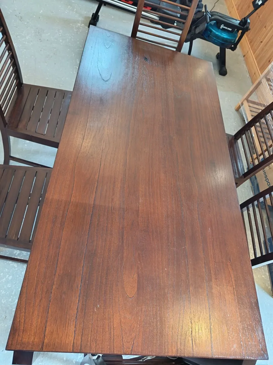 Solid Teak Dining Set – Table & 6 Chairs - Image 3