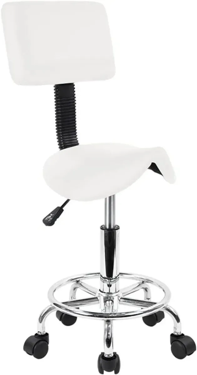 PU Leather Swivel Stool Adjustable Footrest Chair - Image 1
