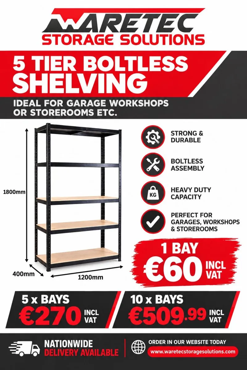 5 tier boltless flatpacked shelving - Image 1