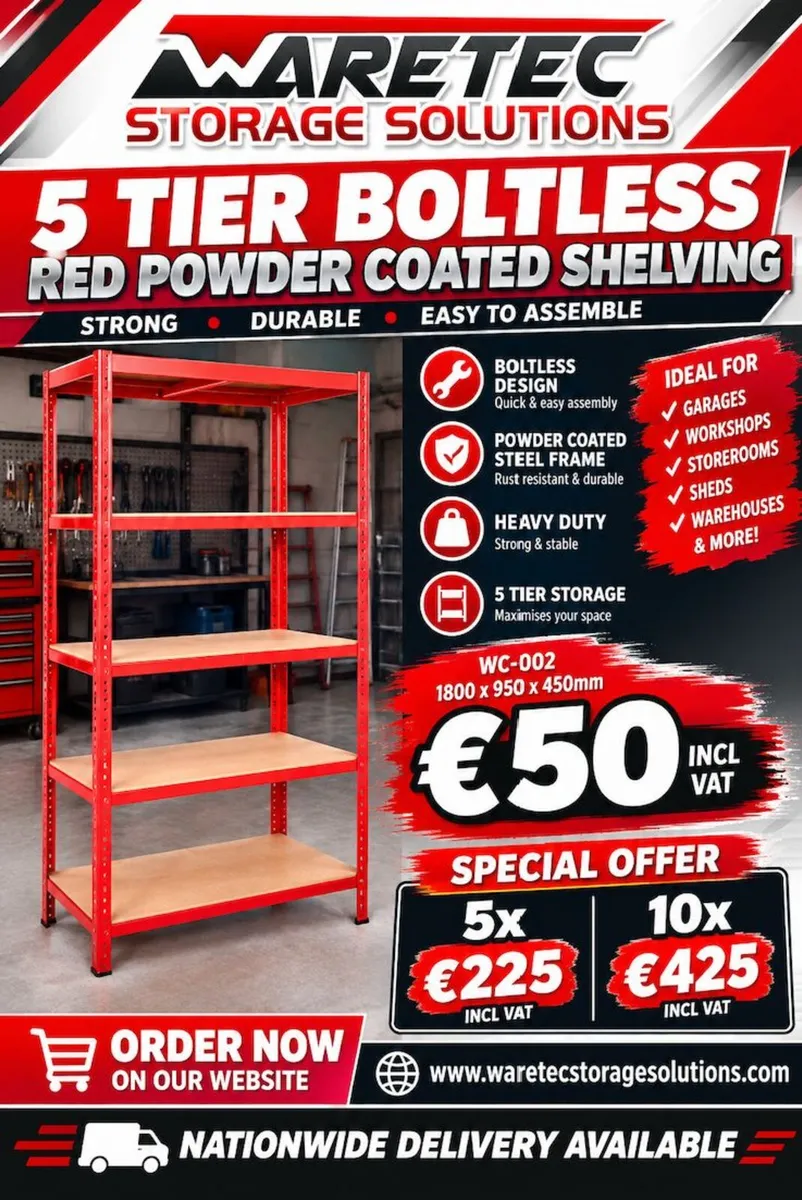 5 tier garage shelving - 1800 x 900 x450mm - Image 1