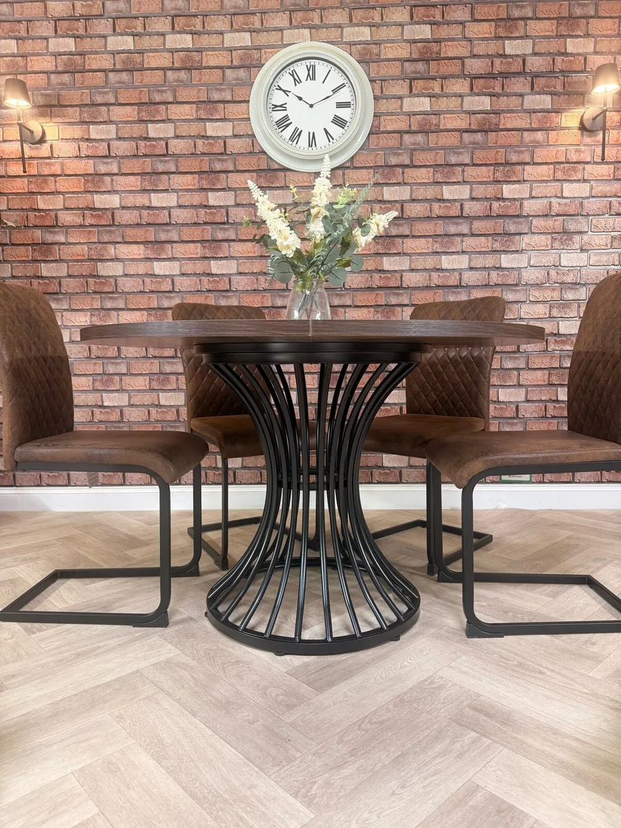 *New* rustic walnut finish dining table &6 chairs - Image 3