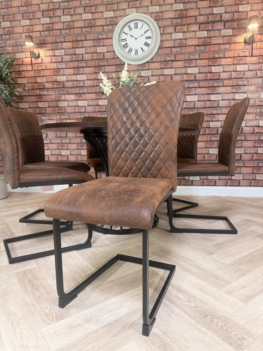 *New* rustic walnut finish dining table &6 chairs - Image 4