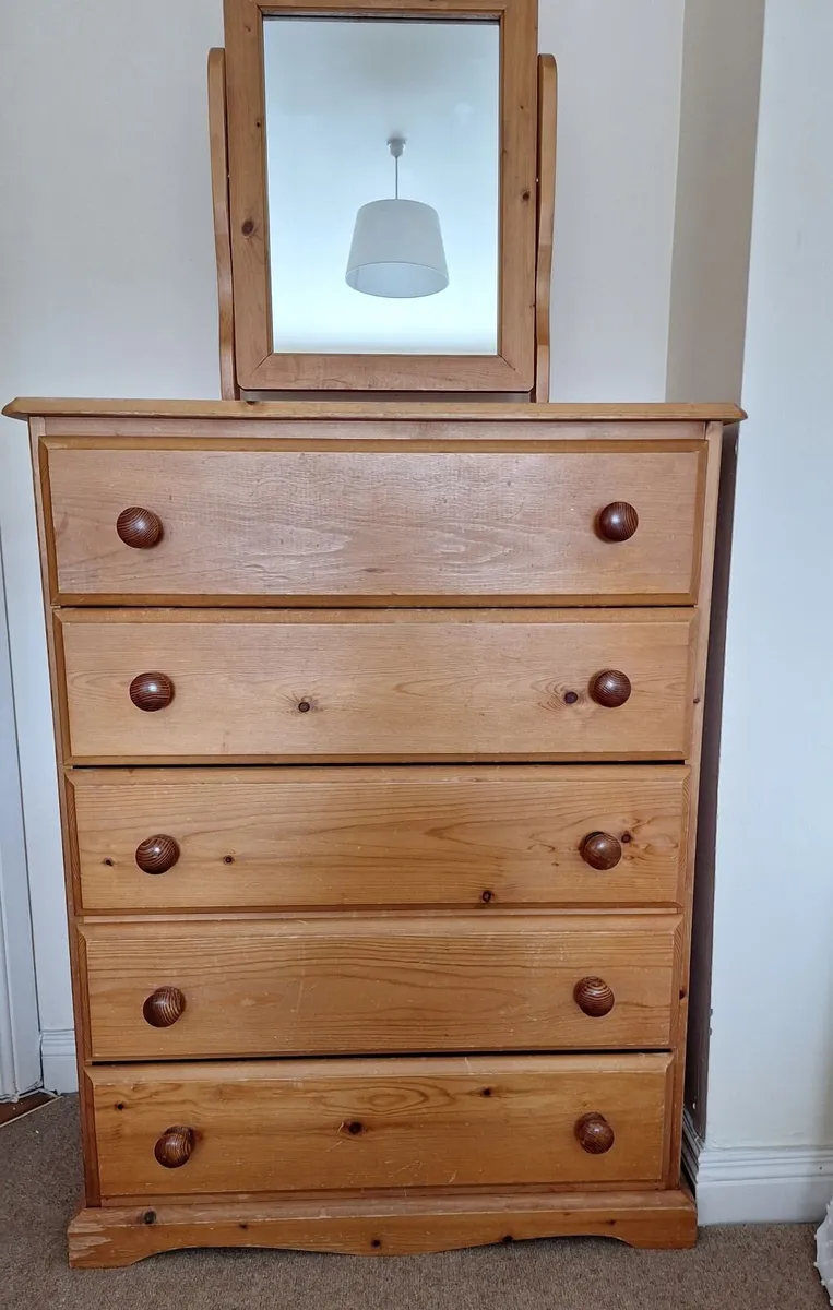 Pine Chest of Drawers - free Mirror - Image 1