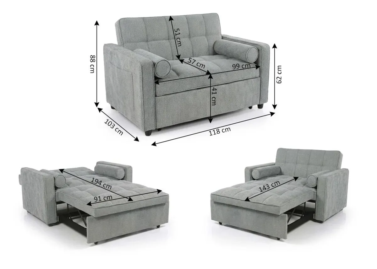 🛋️ Small Grey Sofa Bed – Only 118cm Wide - Image 4