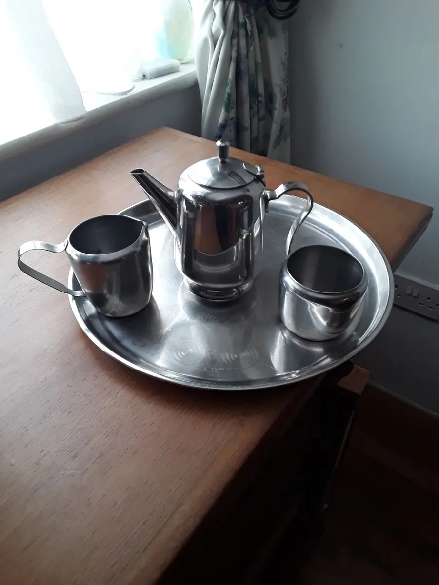 Lovely stainless steel sugar bowl jug teapot - Image 1