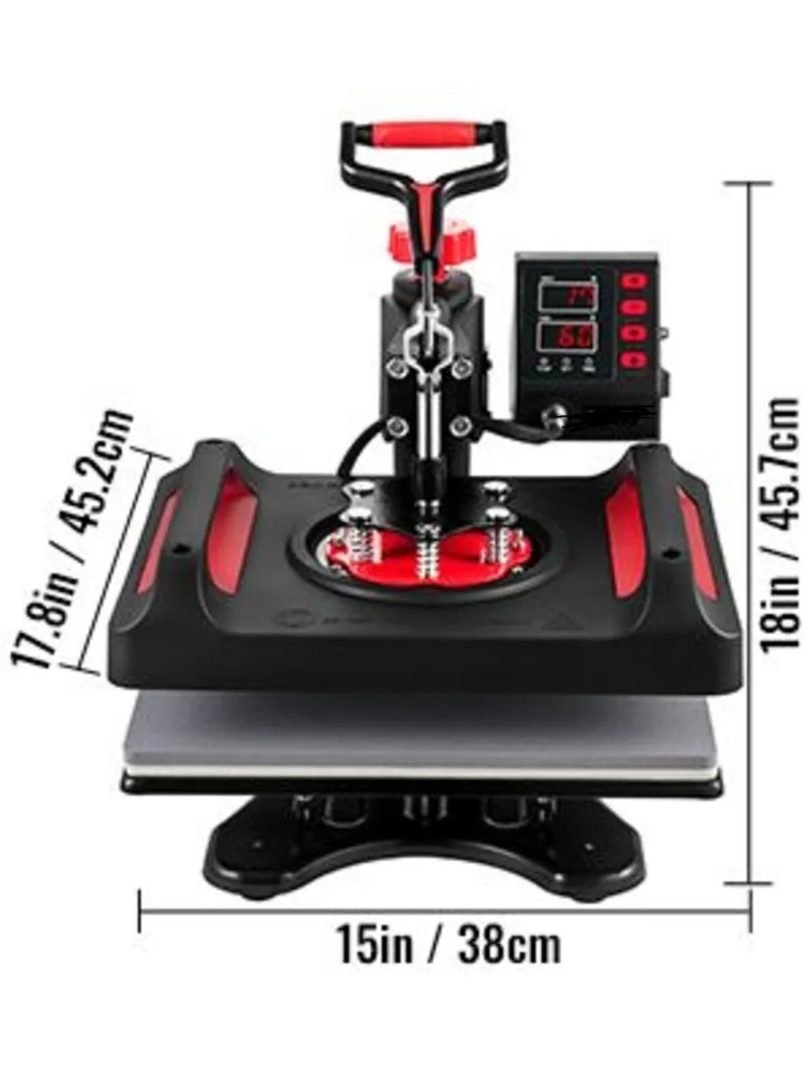 5-in-1 Heat Press Machine 12×15 Inch – Red - Image 4