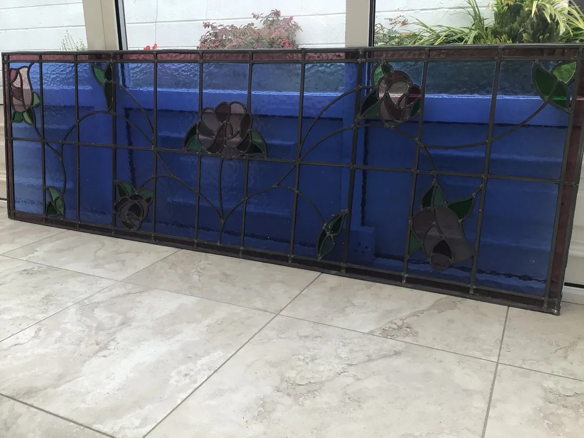 Stained glass window panel & matching x 2 doors - Image 1