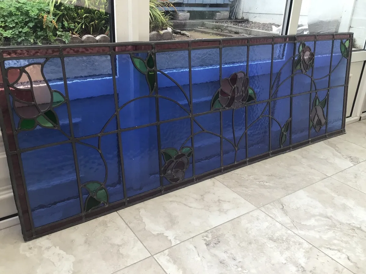 Stained glass window panel & matching x 2 doors - Image 4
