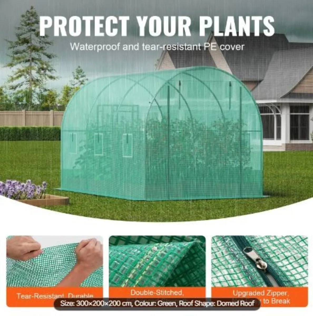 Walk-in Tunnel Greenhouse, 9.6x6.4x6.2 ft - Image 2