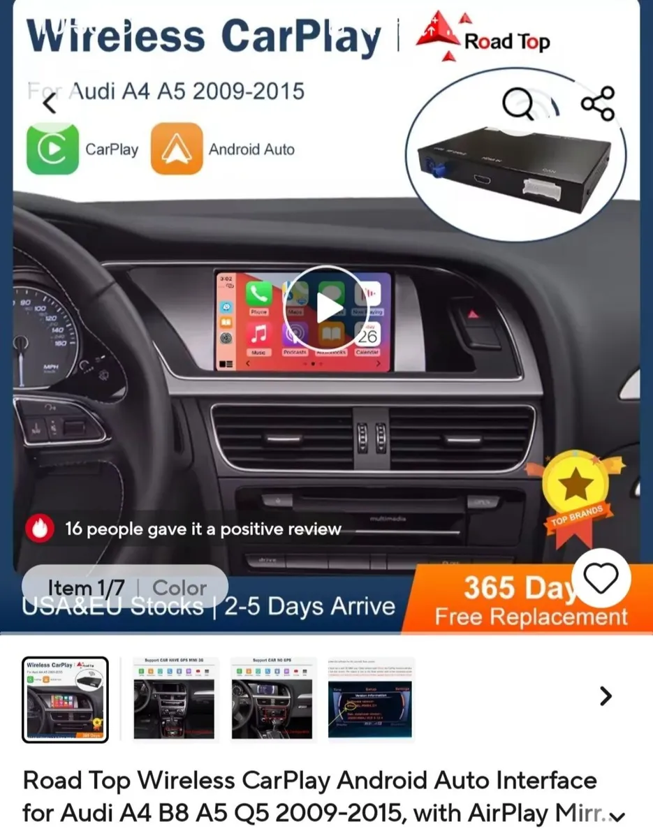 Road Top Wireless CarPlay / Android Auto Kit for A