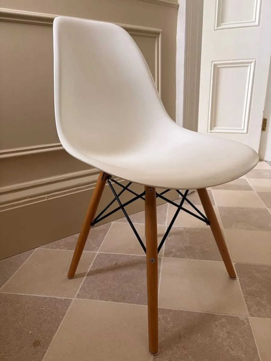 Eames style white dining chairs - 10 available - Image 3