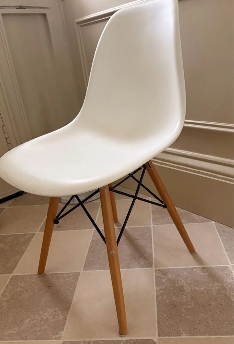 Eames style white dining chairs - 10 available - Image 2