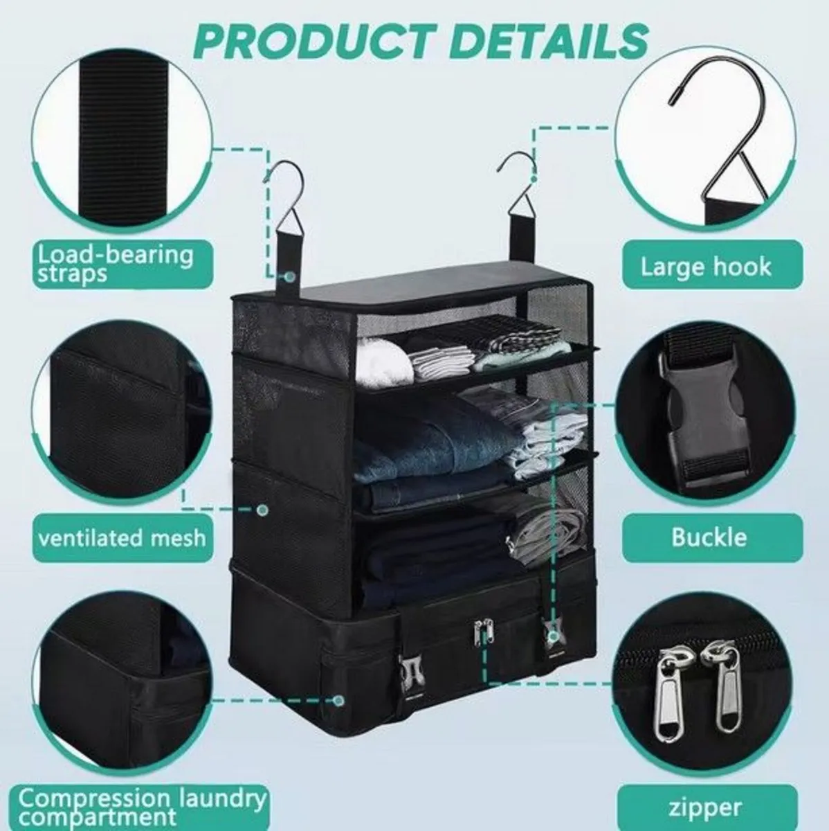 Portable Hanging Travel Rack Expandable Packing - Image 1