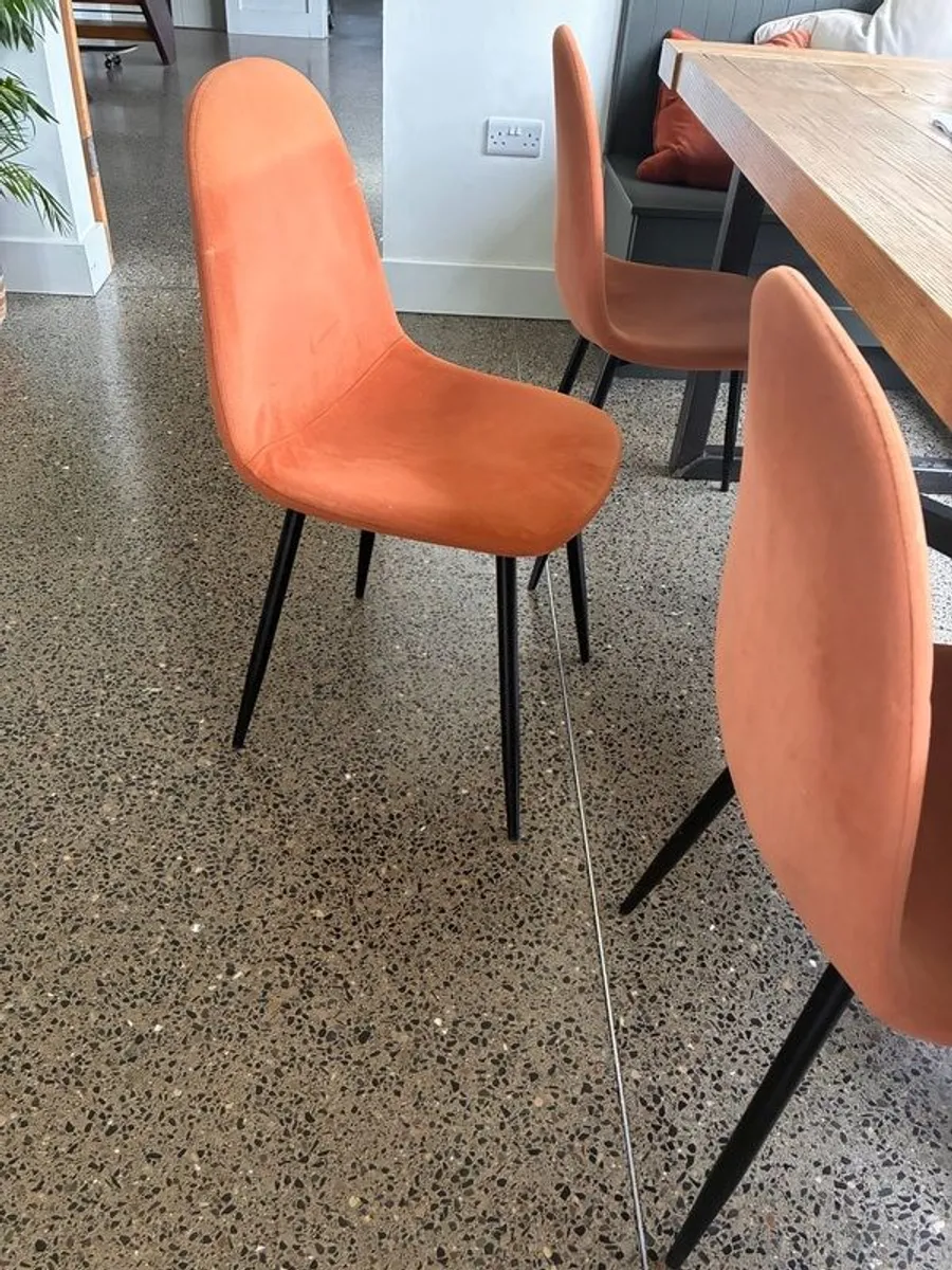 set of 3 burnt orange velvet chairs - Image 3