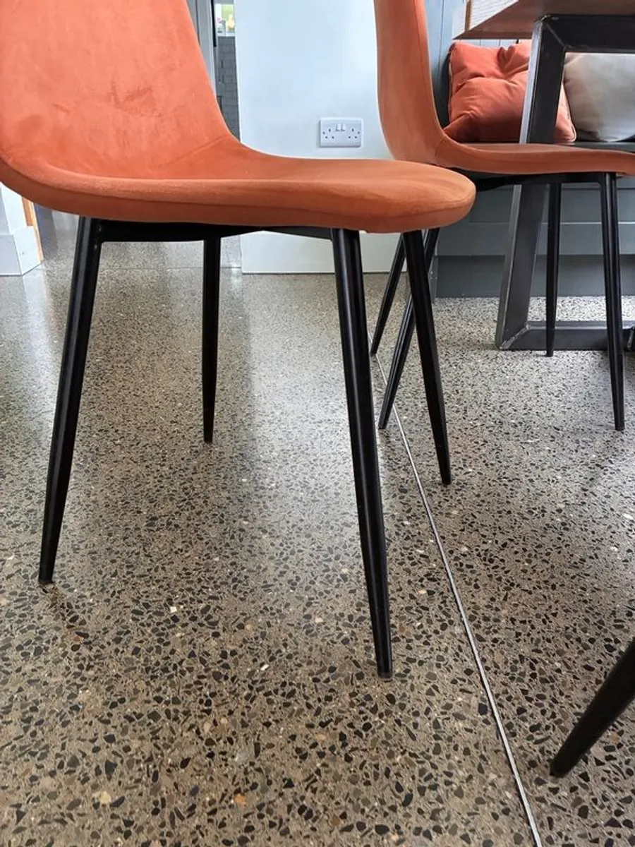 set of 3 burnt orange velvet chairs - Image 4